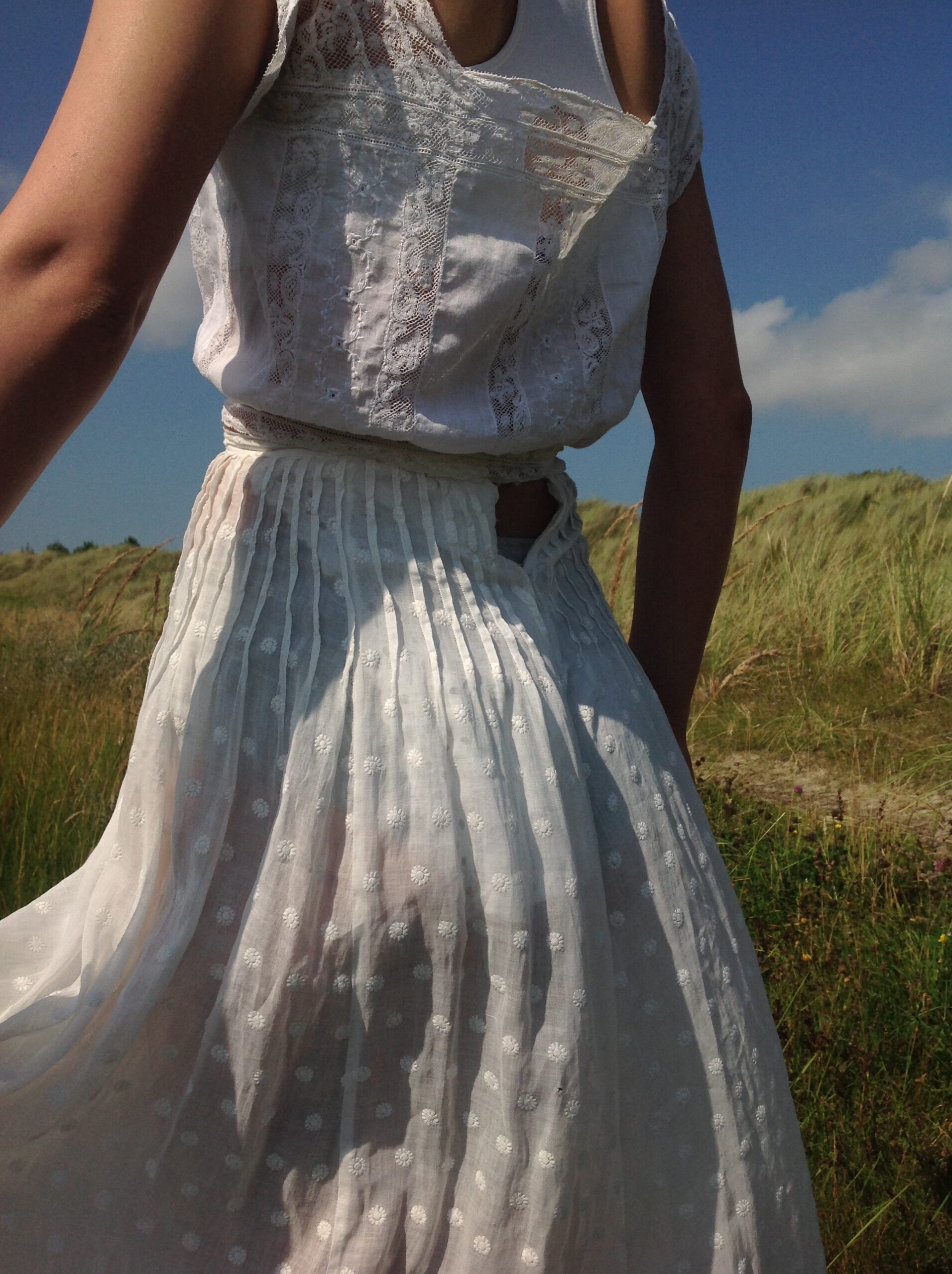 Old Summer Skirt With Small Embroidered Flowers - Image 6
