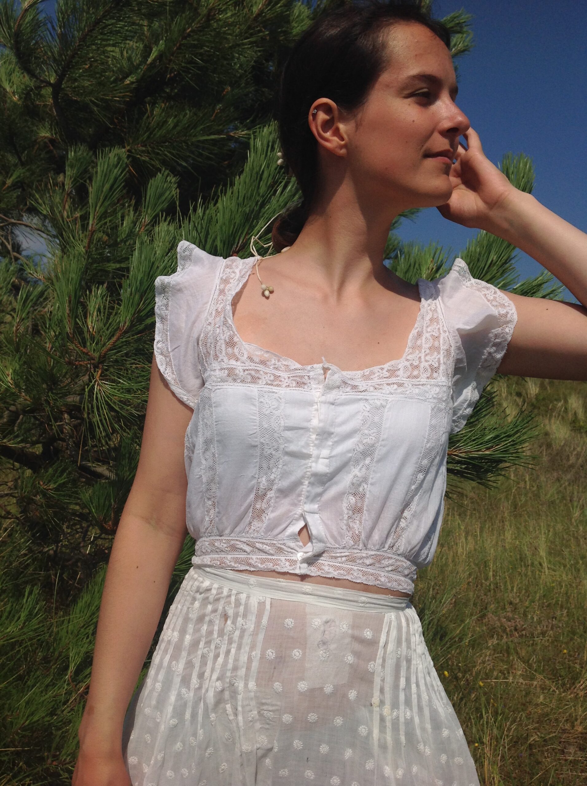 Old Summer Skirt With Small Embroidered Flowers - Image 7
