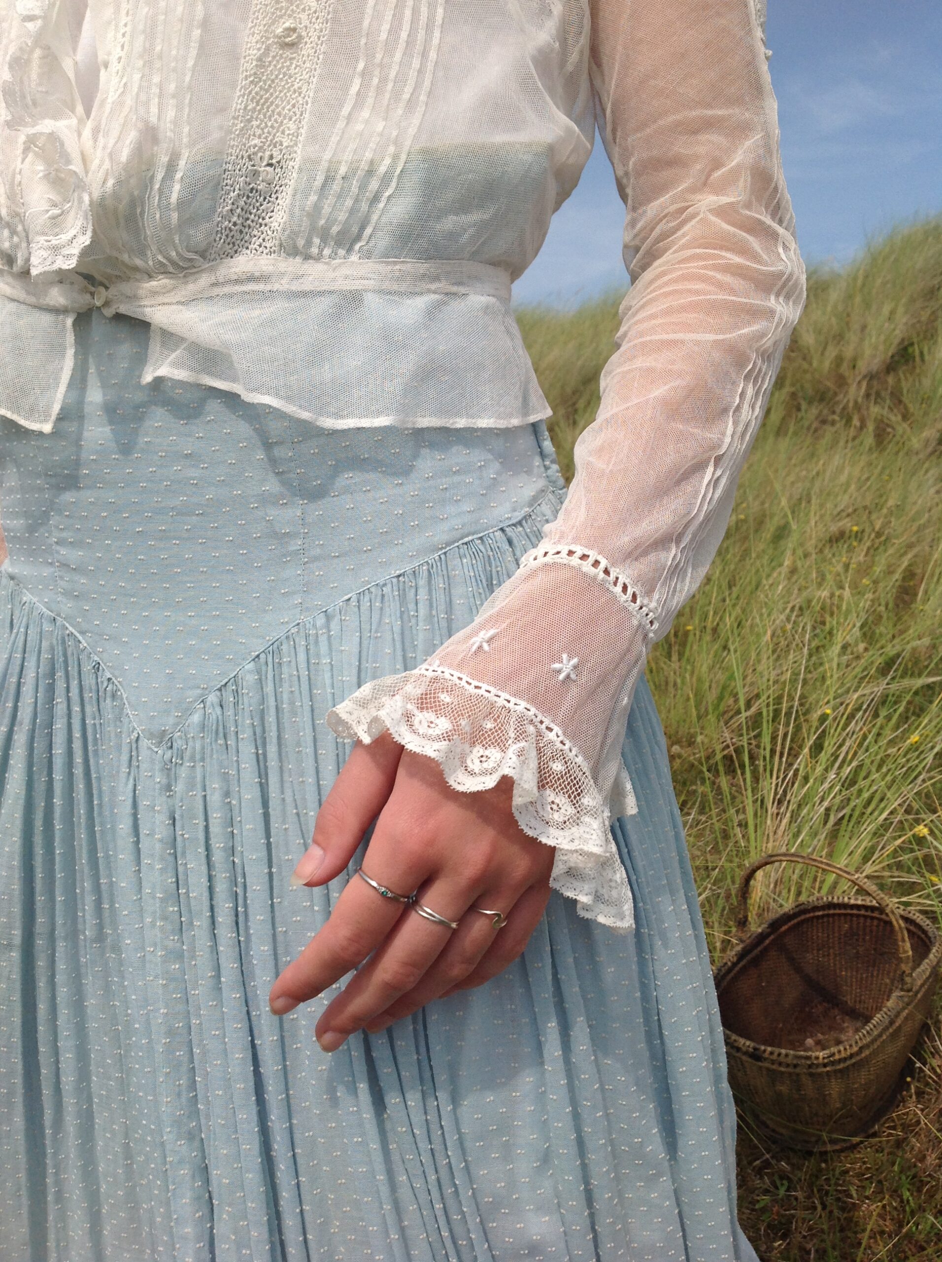 Antique Tulle Lace Bridal Blouse, Wedding Top - Image 9