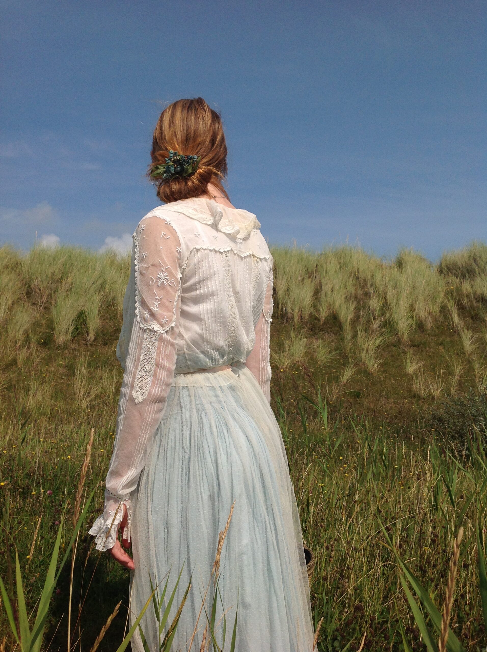 Antique Tulle Lace Bridal Blouse, Wedding Top - Image 3