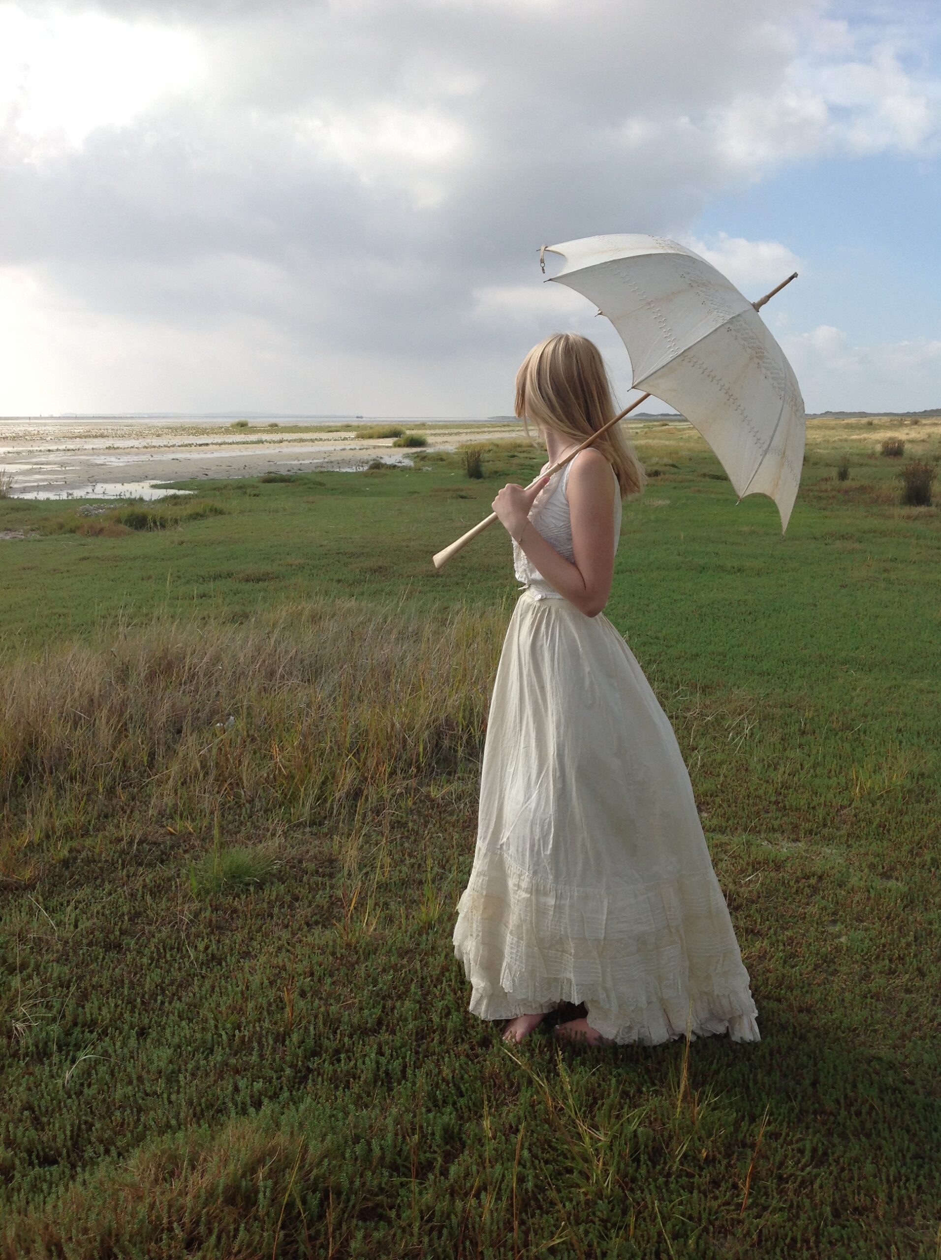Glorious Antique Wedding Skirt with Butterfly Lace