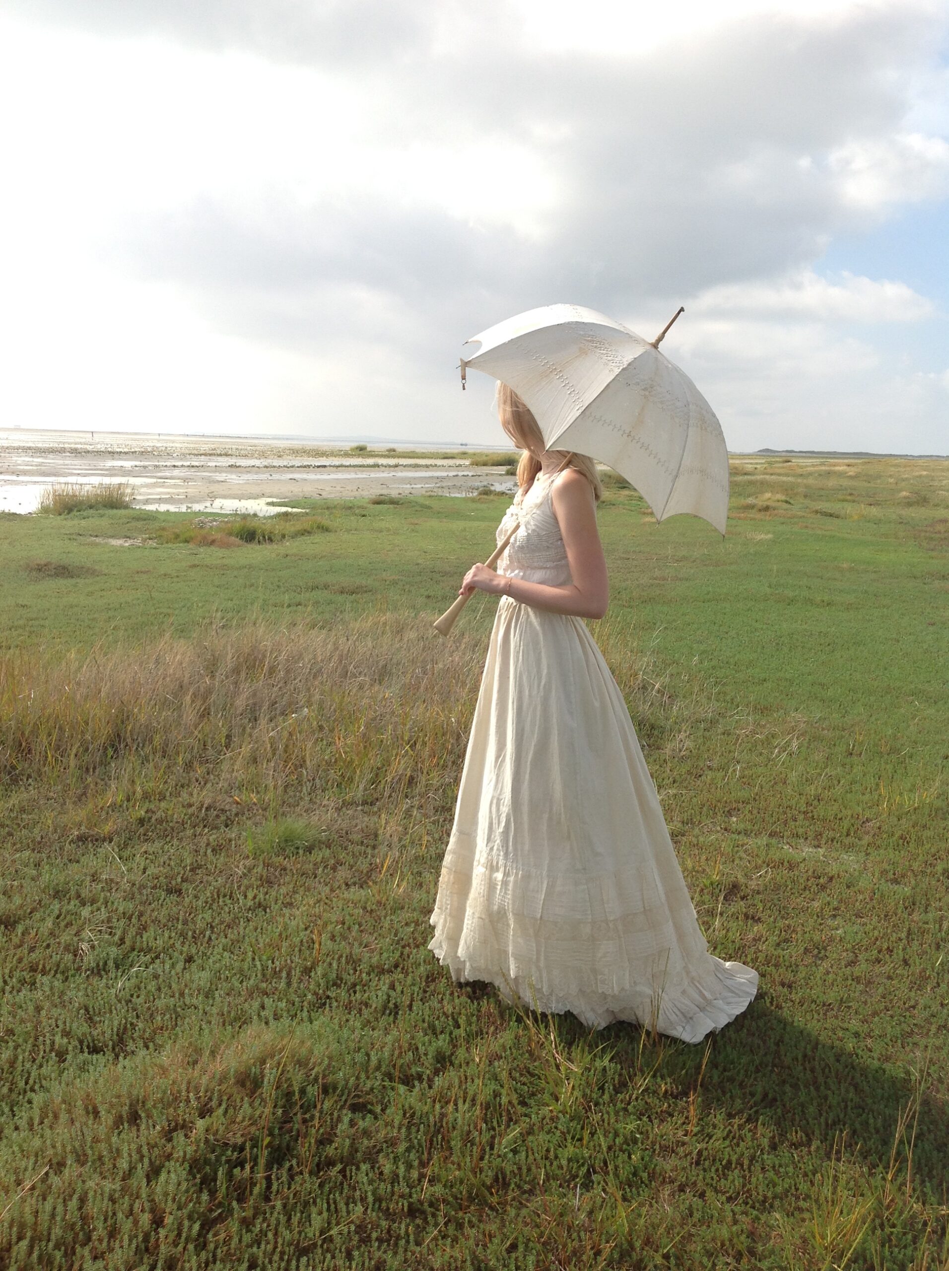Glorious Antique Wedding Skirt with Butterfly Lace - Image 3