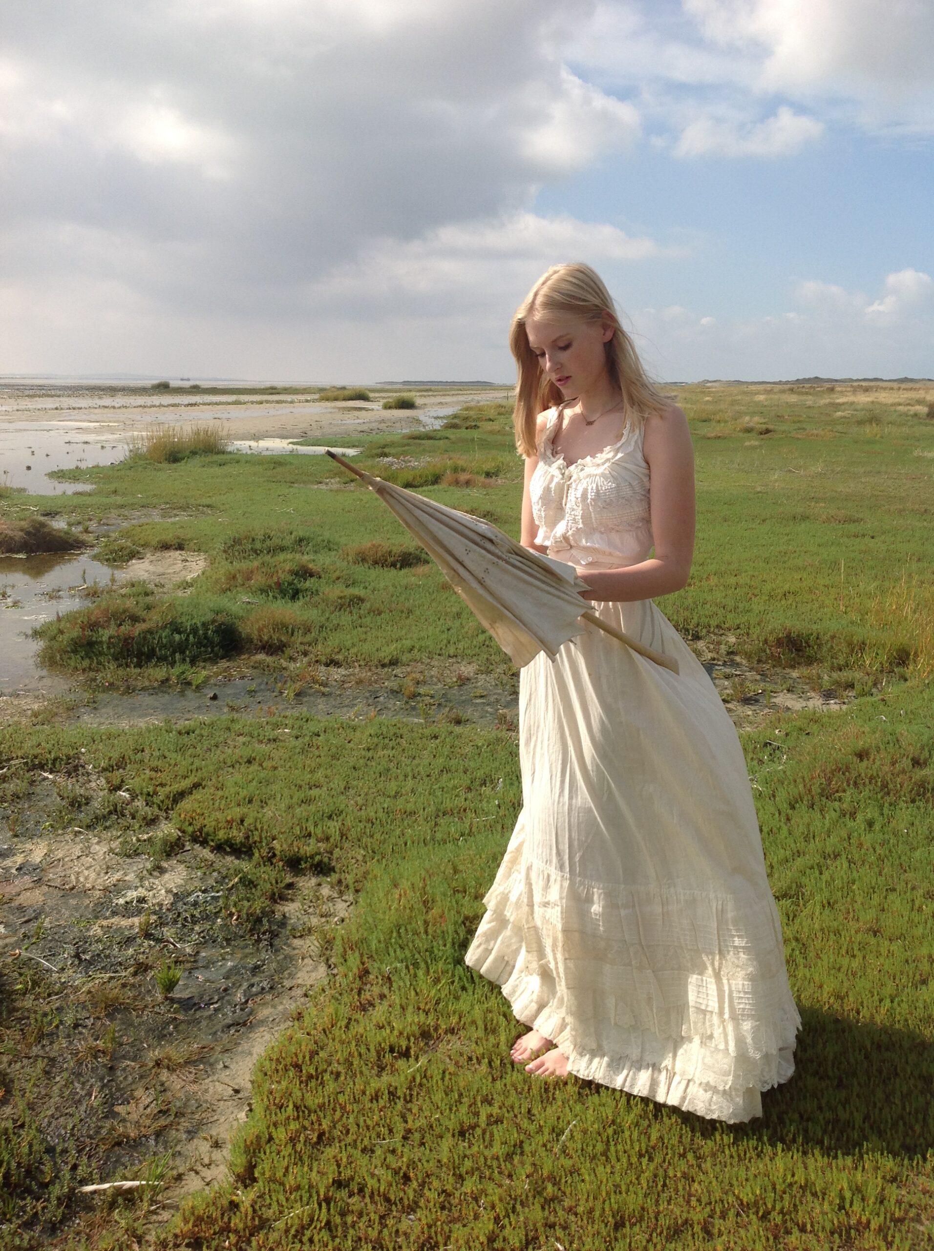 Glorious Antique Wedding Skirt with Butterfly Lace - Image 4