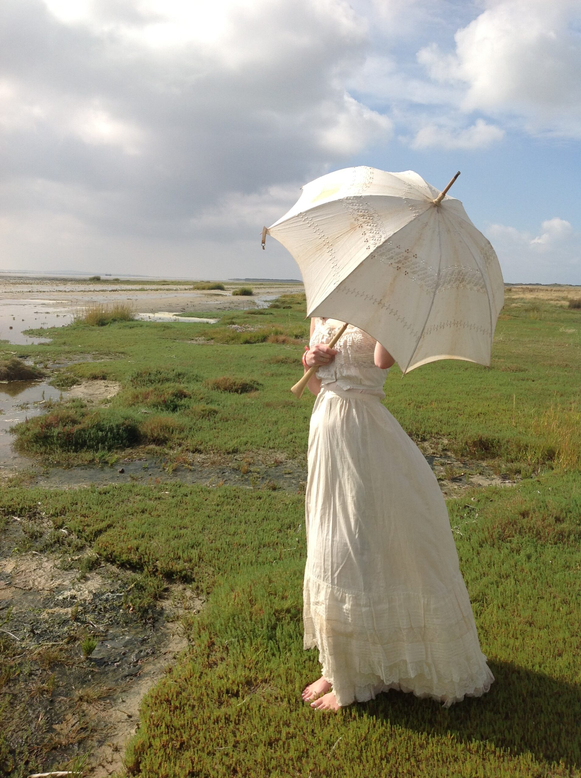 Glorious Antique Wedding Skirt with Butterfly Lace - Image 5