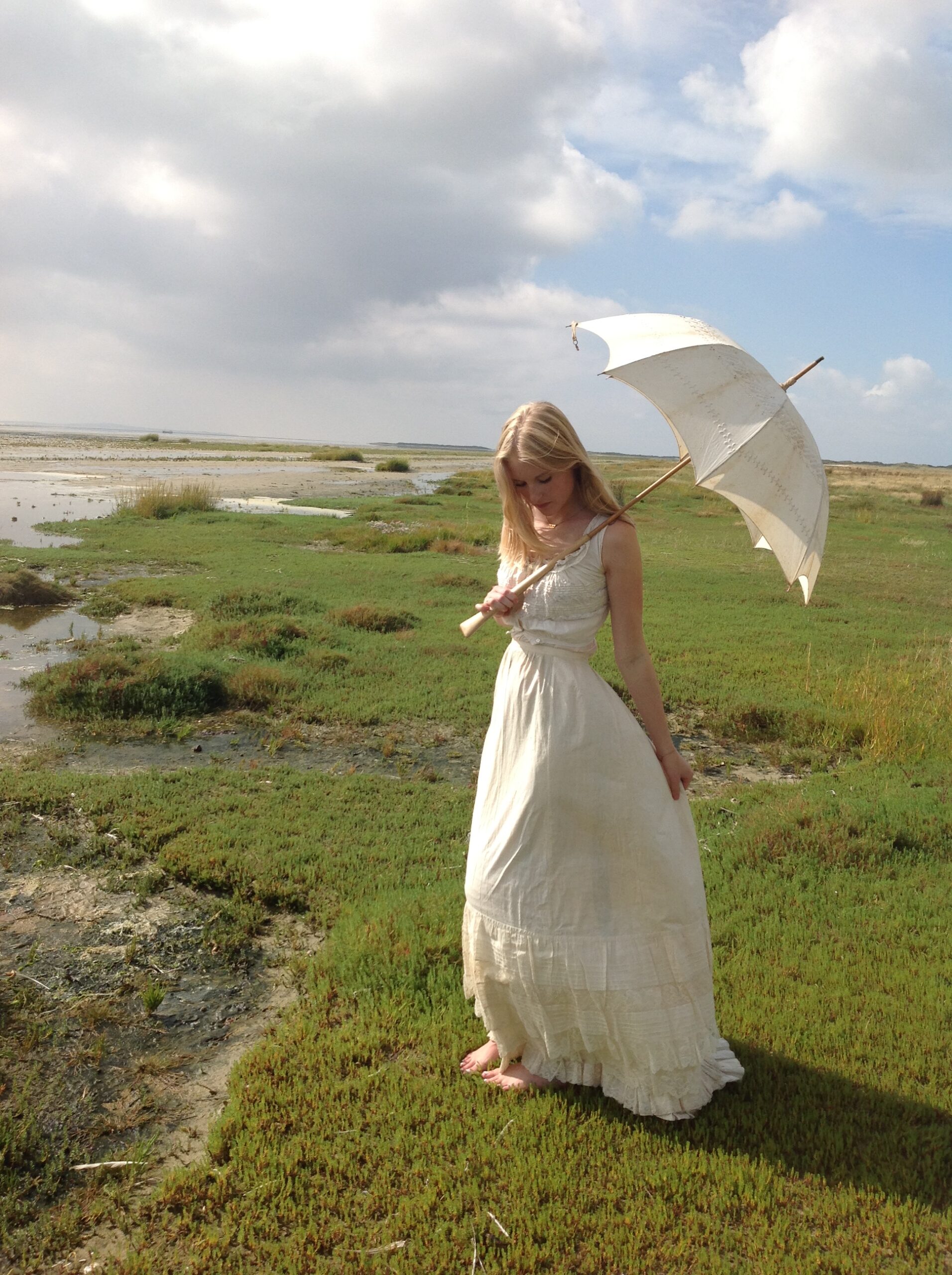 Glorious Antique Wedding Skirt with Butterfly Lace - Image 6