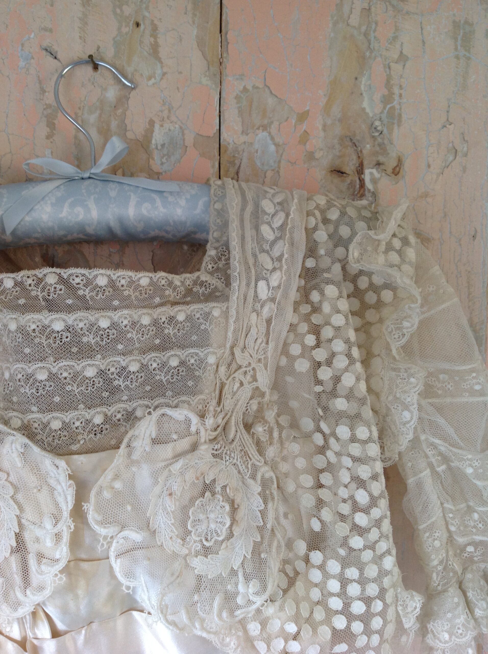 Amazing Silk and Tulle Lace Edwardian Wedding Gown - Image 10