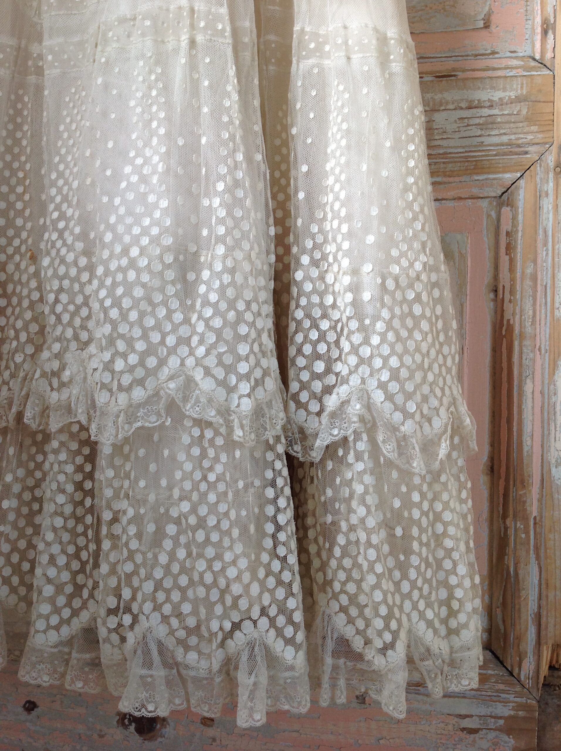 Amazing Silk and Tulle Lace Edwardian Wedding Gown - Image 12