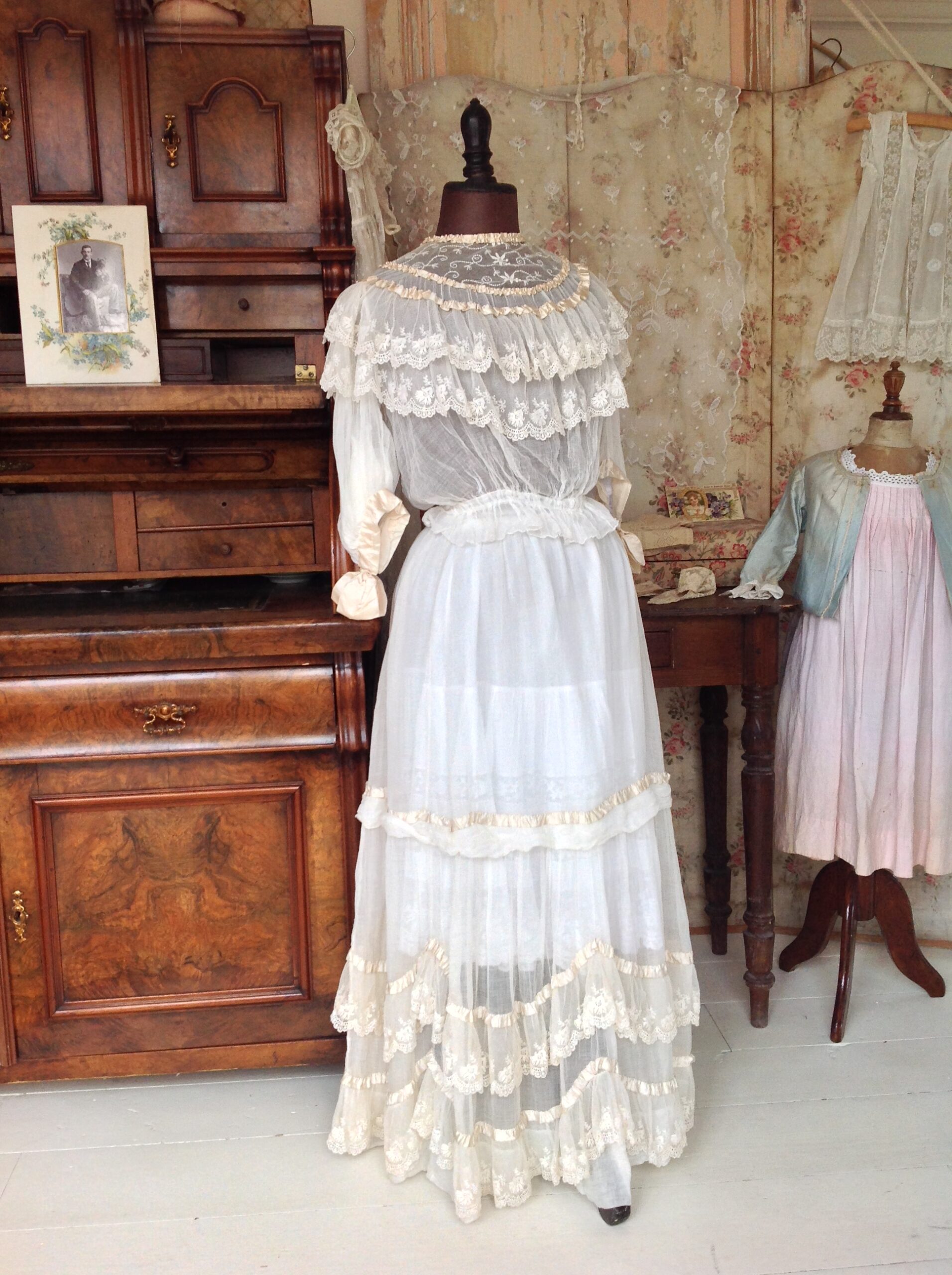 1870s Lace Dress 2PC Civil War / Victorian Wedding Dress - Image 3