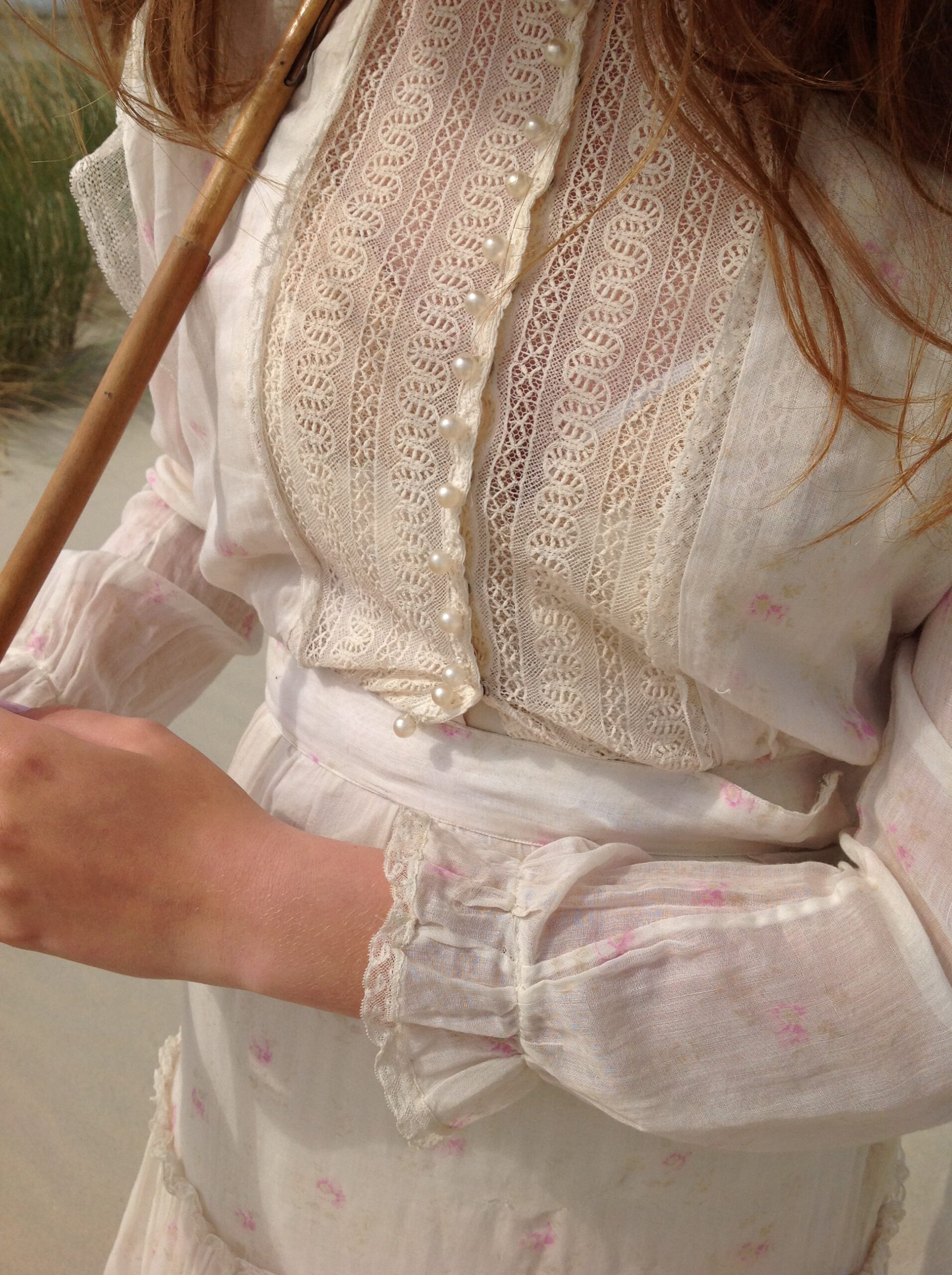 Sheer Cotton Roses Print Summer Dress - Image 2